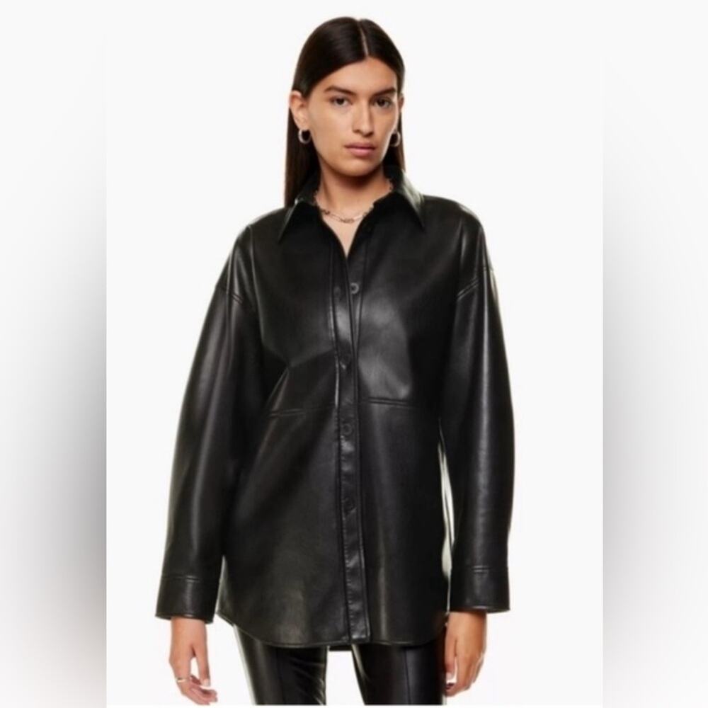 ARITIZIA Babaton Pelli vegan leather chic biker Y2K style  black shirt jacket S
